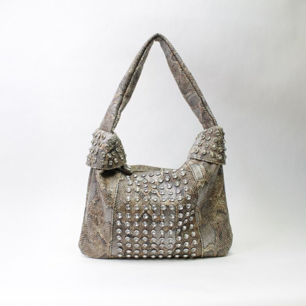 Veneto Blue Snake and Rhinestone Handbag